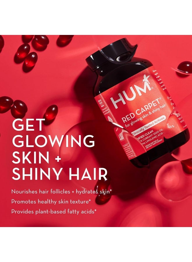 HUM Red Carpet - Skin & Hair Supplement - Black Currant Seed Oil for Glowing Skin & Strong Thicker Hair with Vitamin E & Omegas 3/6 - Hair Growth Vitamins for Women (60 Vegan Softgels) - Image 3
